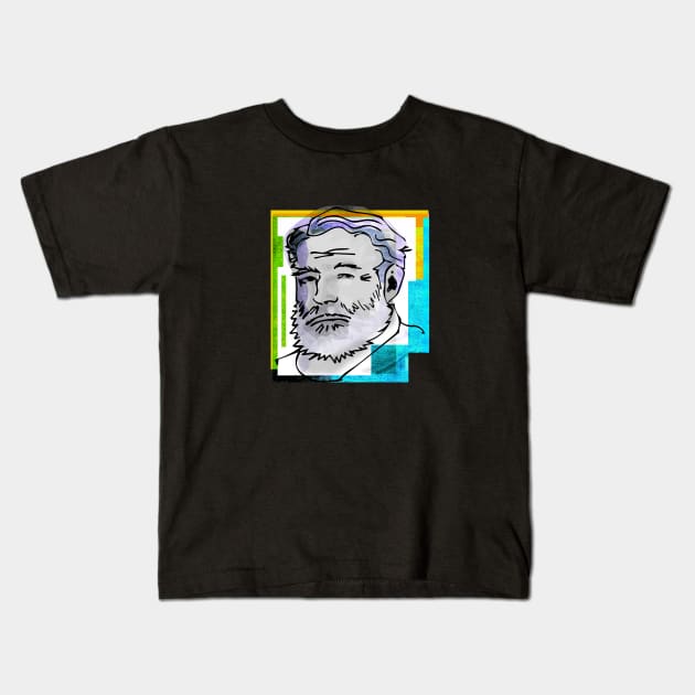 ERNEST HEMINGWAY, American novelist, short story writer, and journalist. Kids T-Shirt by CliffordHayes